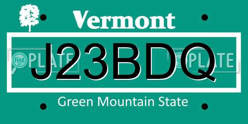 J23BDQ Vermont License Plate