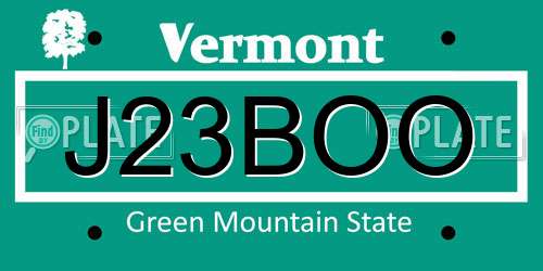 J23BOO Vermont License Plate