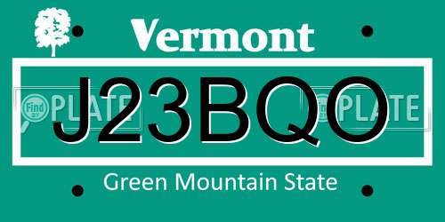 J23BQO Vermont License Plate