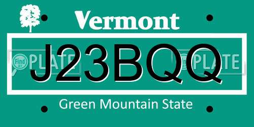J23BQQ Vermont License Plate