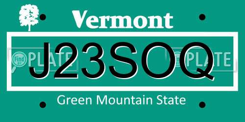 J23SOQ Vermont License Plate