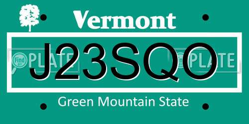 J23SQO Vermont License Plate