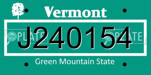 J240154 Vermont License Plate