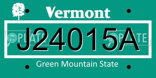 J24015A Vermont License Plate