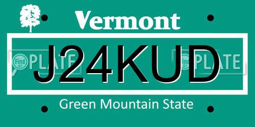 J24KUD Vermont License Plate