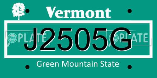 J2505G Vermont License Plate