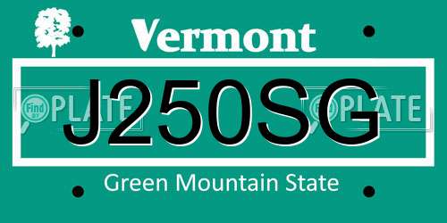 J250SG Vermont License Plate