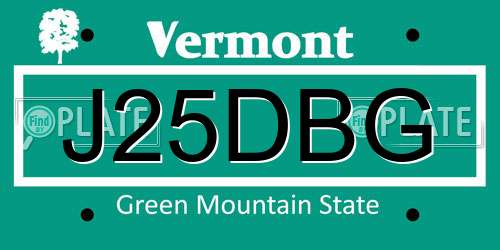 J25DBG Vermont License Plate