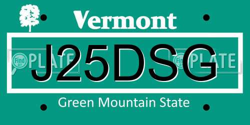 J25DSG Vermont License Plate