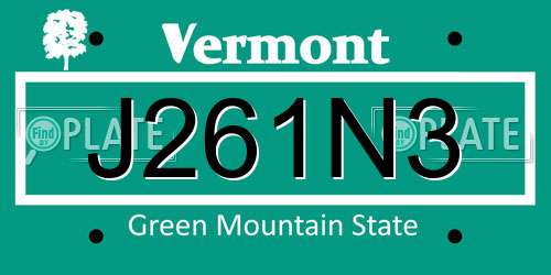 J261N3 Vermont License Plate