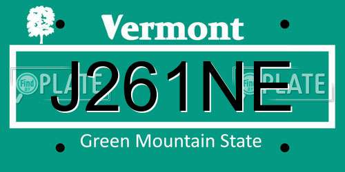 J261NE Vermont License Plate