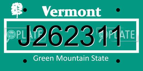 J262311 Vermont License Plate