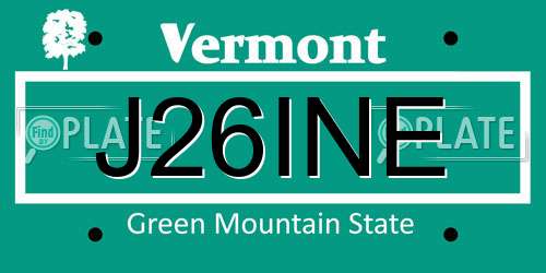 J26INE Vermont License Plate