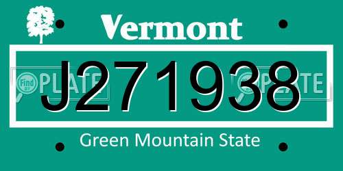 J271938 Vermont License Plate