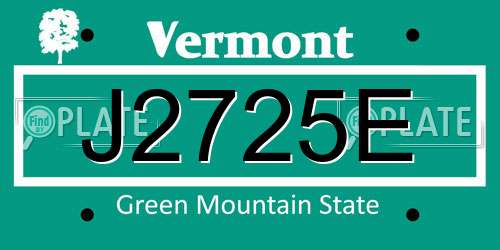 J2725E Vermont License Plate