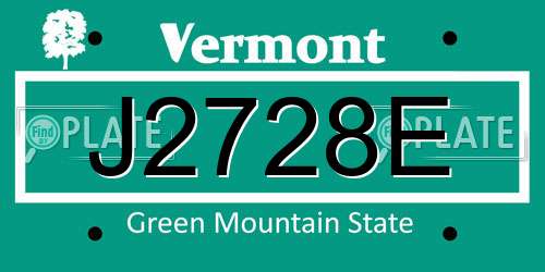 J2728E Vermont License Plate