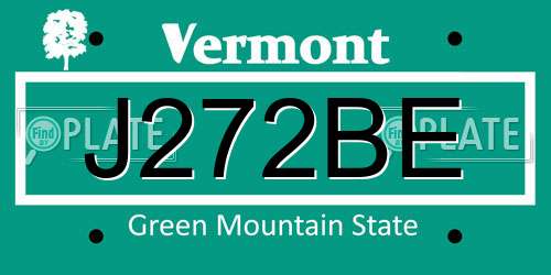 J272BE Vermont License Plate