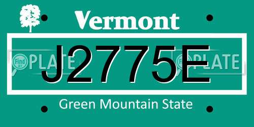 J2775E Vermont License Plate