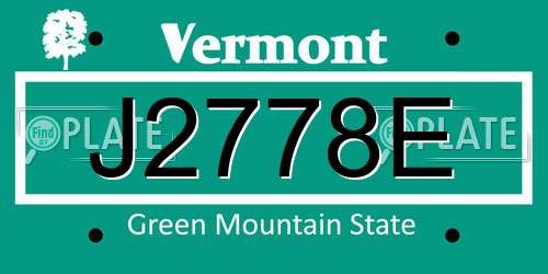 J2778E Vermont License Plate