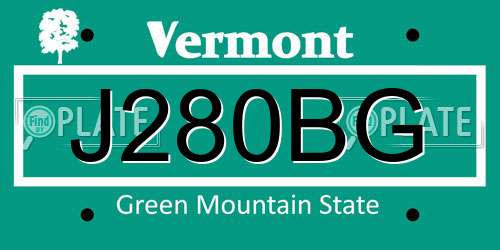 J280BG Vermont License Plate