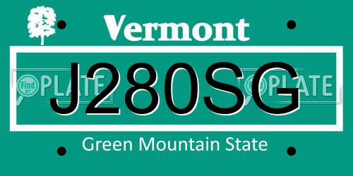 J280SG Vermont License Plate