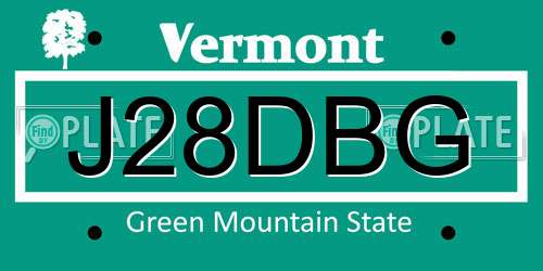 J28DBG Vermont License Plate