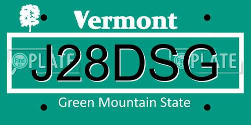 J28DSG Vermont License Plate