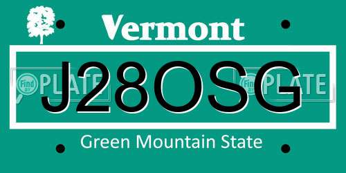J28OSG Vermont License Plate