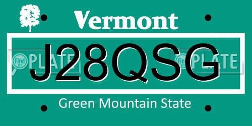J28QSG Vermont License Plate