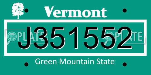 J351552 Vermont License Plate