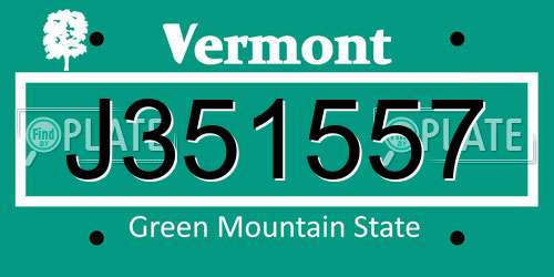 J351557 Vermont License Plate