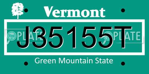 J35155T Vermont License Plate
