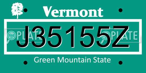 J35155Z Vermont License Plate