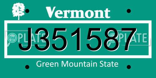 J351587 Vermont License Plate