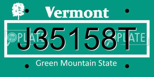 J35158T Vermont License Plate