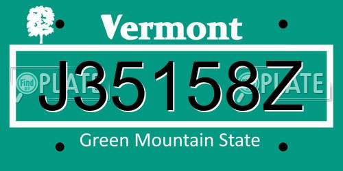 J35158Z Vermont License Plate