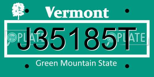 J35185T Vermont License Plate