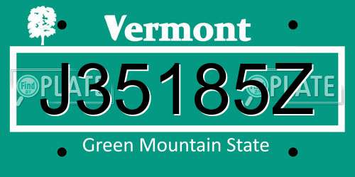J35185Z Vermont License Plate