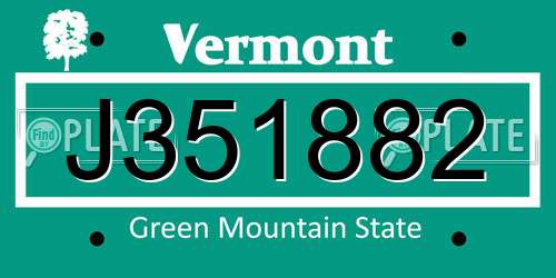 J351882 Vermont License Plate