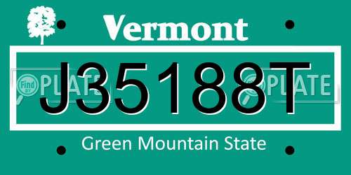 J35188T Vermont License Plate