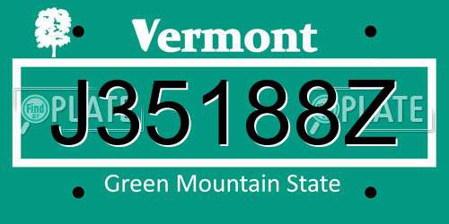 J35188Z Vermont License Plate