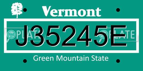 J35245E Vermont License Plate