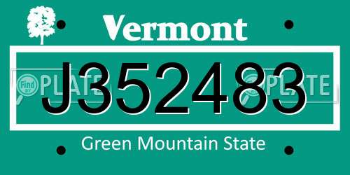 J352483 Vermont License Plate
