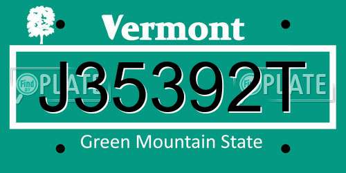 J35392T Vermont License Plate