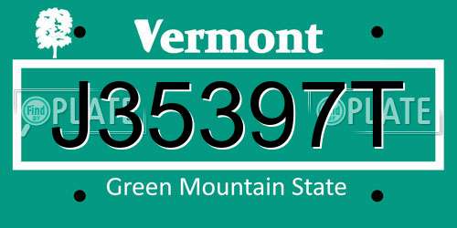 J35397T Vermont License Plate