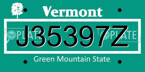 J35397Z Vermont License Plate