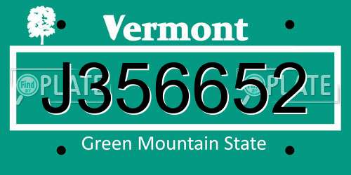 J356652 Vermont License Plate
