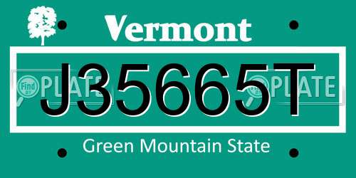 J35665T Vermont License Plate