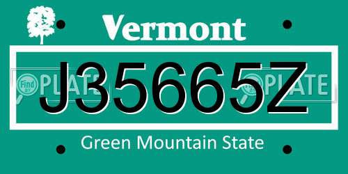 J35665Z Vermont License Plate