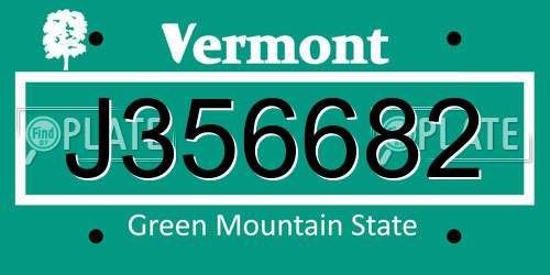 J356682 Vermont License Plate